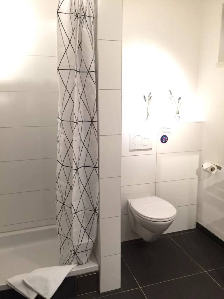 Dusche im Badezimmer der Wohnung 0.1