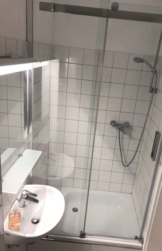 Badezimmer der Wohnung 2.1 mit Dusche und WC